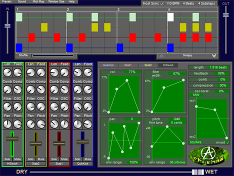 AnarchyRhythms - free Rhythmic matrix plugin