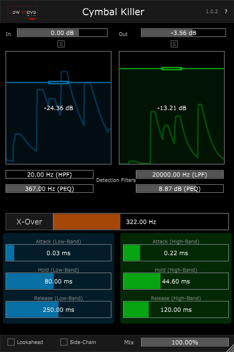 Cymbal Killer - free 2-band gate plugin