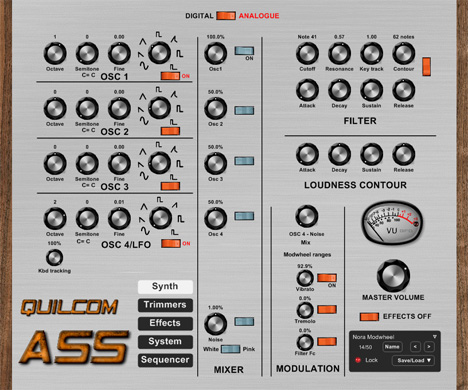 Quilcom ASS - free Analogue sounding synth plugin