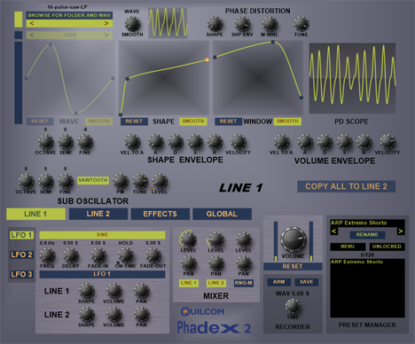Phadex - free Phase distortion synth plugin