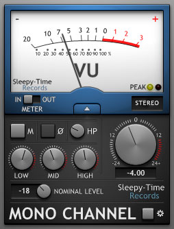 MonoChannel - free EQ / VU meter plugin