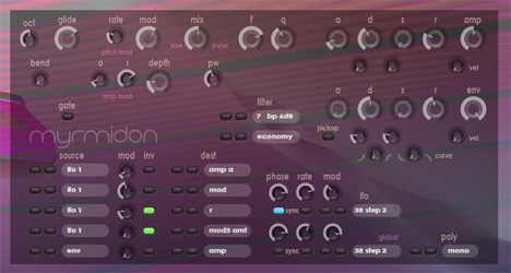 myrmidon - free Unison synth plugin