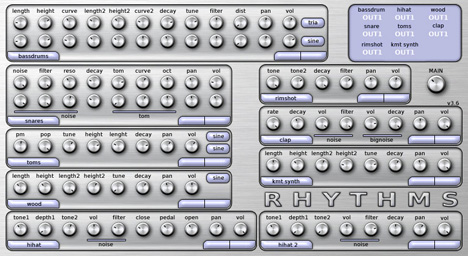 Rhythms - free 9 voice drum synth plugin